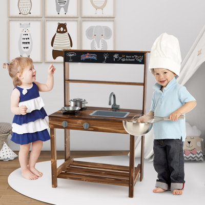 Costway Kids Outdoor Mud Kitchen Robust Toddlers Educational Play Kitchen