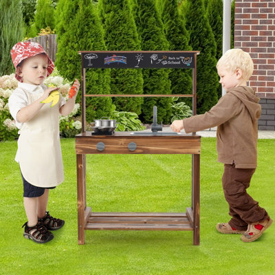 Costway Kids Outdoor Mud Kitchen Robust Toddlers Educational Play Kitchen