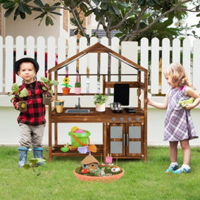 Costway Kids Outdoor Mud Kitchen Robust Toddlers Educational Play Kitchen