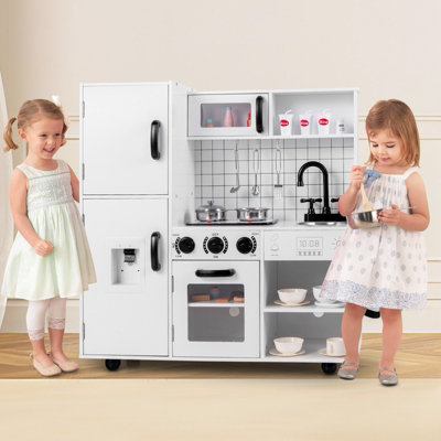 COSTWAY Kids Play Kitchen Toy Set Chef Pretend Play Toy w/ Oven Sink ...