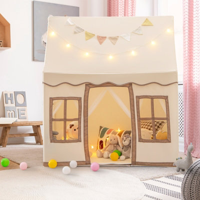 Costway Kids Play Tent Indoor Kids Playhouse with Star Lights Toddler Castle Play Tent