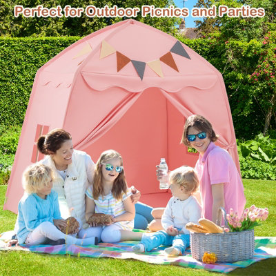 COSTWAY Kids Play Tent Indoor Outdoor Large Playhouse Tent with