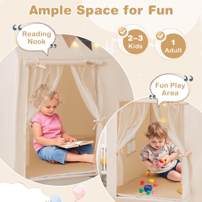 COSTWAY Kids Play Tent Indoor Outdoor Toddler Playhouse w/Padded