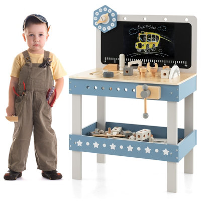 Costway Kids Play Tool Workbench Set Wooden Workshop Pretend Play Toys ...