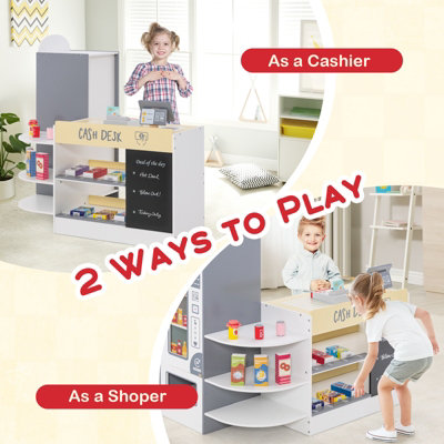 Costway Kids Pretend Grocery Store Wooden Children Supermarket Playset w/ Accessories