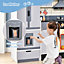 Costway Kids Pretend Play Set Kitchen and Freestanding Refrigerator w/ Sink & Ice Maker