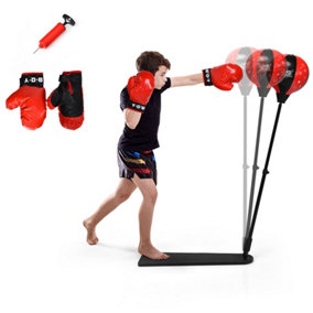 Costway Kids Punching Bag Boxing Bag set Toy w/ Stand Air Pump & Boxing Gloves