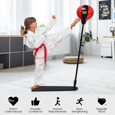 Costway Kids Punching Bag Boxing Bag set Toy w Stand Air Pump Boxing Gloves