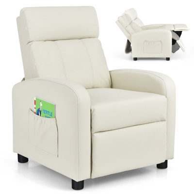 Costway Kids Recliner Chair PU Leather Ergonomic Adjustable Sofa Chair Lounge Chair