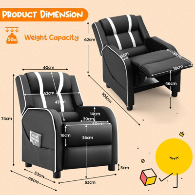 Costway Kids Recliner Chair Toddler Ergonomic PU Leather Sofa Couch Upholstered Armchair