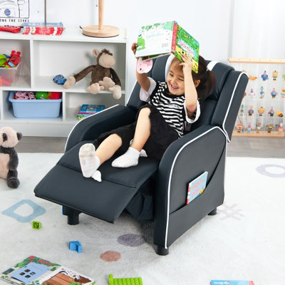 Costway Kids Recliner Chair Toddler Ergonomic PU Leather Sofa Couch Upholstered Armchair
