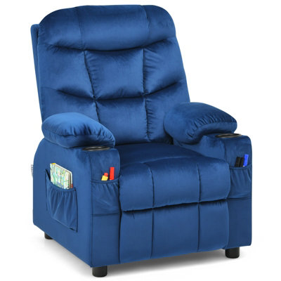 Costway Kids Recliner Chair Velvet Fabric Adjustable Sofa Chair Gaming Lounge Chair