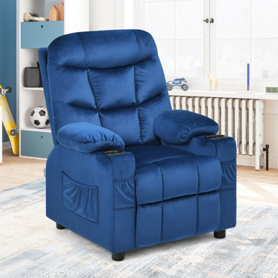 Costway Kids Recliner Chair Velvet Fabric Adjustable Sofa Chair Gaming Lounge Chair