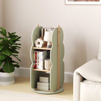 COSTWAY Kids Rotating Bookshelf Floor Standing Bookcase Toy Storage Organizer-Green