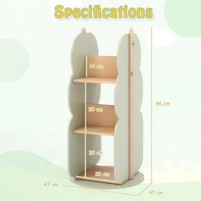 COSTWAY Kids Rotating Bookshelf Floor Standing Bookcase Toy Storage Organizer-Green