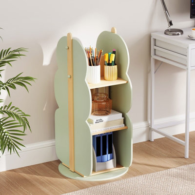 COSTWAY Kids Rotating Bookshelf Floor Standing Bookcase Toy Storage Organizer-Green