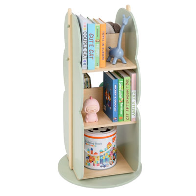 COSTWAY Kids Rotating Bookshelf Floor Standing Bookcase Toy Storage Organizer-Green