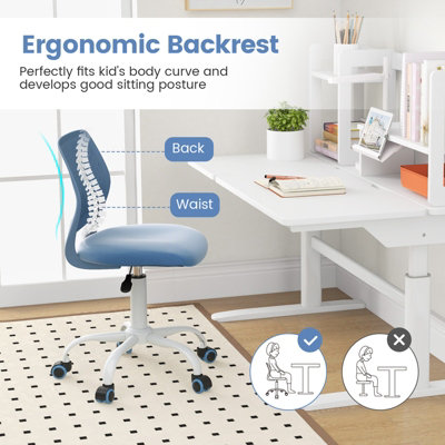 Kids’ Desk Chair With Wheels & Armrests – Height Adjustable Ergonomic Study Chair For Ages 3-18