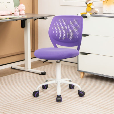 Costway Kids School Desk Chair Ergonomic Study Chair Rolling Swivel Task Chair w/ Adjustable Height Purple