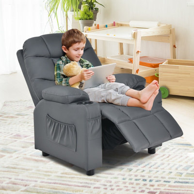 COSTWAY Kids Single Sofa Chair PU Leather Children Armchair