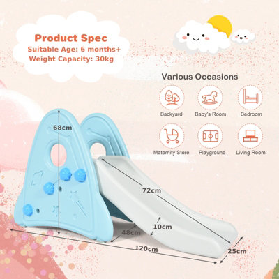 Costway Kids Slide Freestanding Baby Play Climber Slide Set Widened Pedals