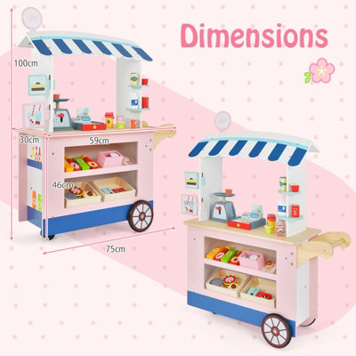 Costway Kids Snacks & Sweets Food Cart Kids Toy Cart Play Set with 30 PCS  Accessories 