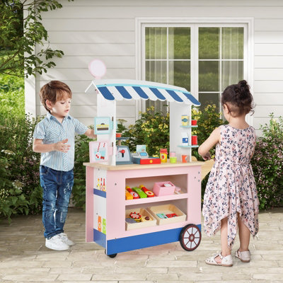 Costway Kids Snacks Sweets Food Cart Toy Cart Play Set w POS Machine Scale