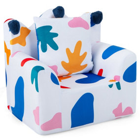 Costway Kids Sofa Chair Foam Filled Armchair Toddler Upholstered Couch W/ Padded Pillow