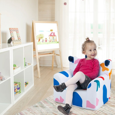 Costway Kids Sofa Chair Foam Filled Armchair Toddler Upholstered Couch W Padded Pillow