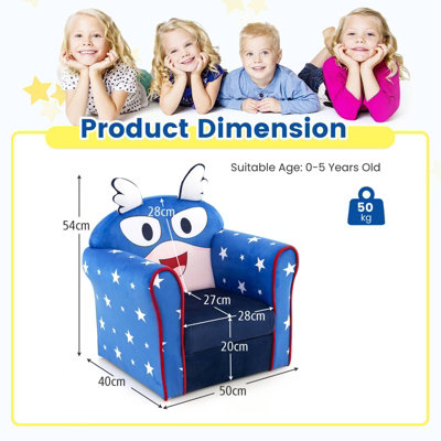 Costway Kids Sofa Children Armrest Upholstered Chair Cute Pattern ...
