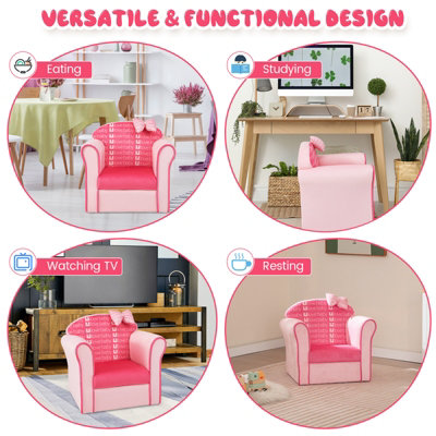 Costway Kids Sofa Children Armrest Upholstered Chair Cute Pattern ...