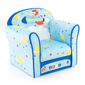 Costway Kids Sofa Children Armrest Upholstered Chair Cute Pattern Armchair Solid Frame