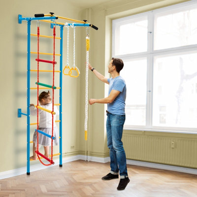 Swedish Ladder For Adults & Kids – Wooden Wall Bars For Home Gym
