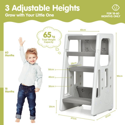 NAFAHITI Kids Learning Tower – Adjustable Kitchen Step Stool With Safety Rails & Non-Slip Pads, Ages 12 Months To 5 Years