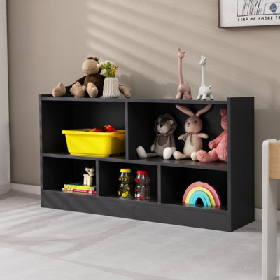 Costway Kids Storage Shelf Unit 5 Cubby Wooden Children Bookcase Toy Storage Organizer
