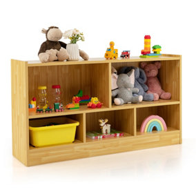Costway Kids Storage Shelf Unit 5-Cubby Wooden Children Bookcase Toy Storage Organizer