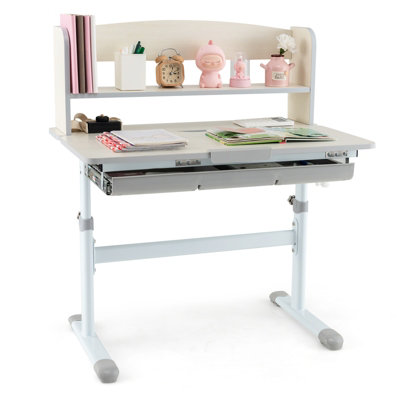 Costway Kids Study Desk Height Adjustable Children Writing Table w/ Tilt Desktop