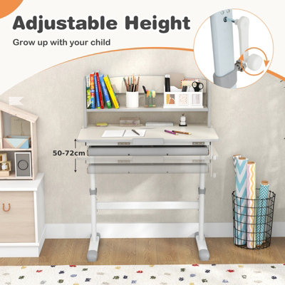 Costway Kids Study Desk Height Adjustable Children Writing Table w ...
