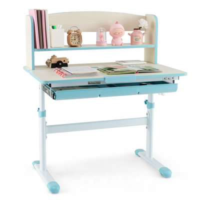 Costway Kids Study Desk Height Adjustable Children Writing Table w ...