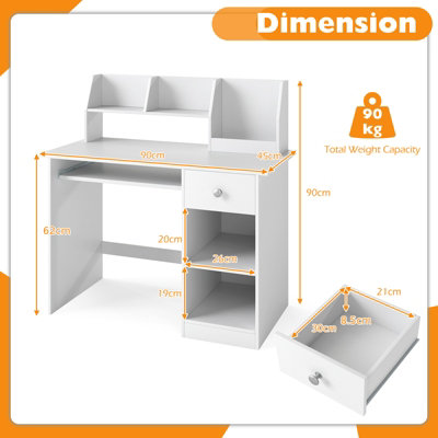 COSTWAY Bureau voor kinderen, kinderbureau van hout, leerlingbureau met