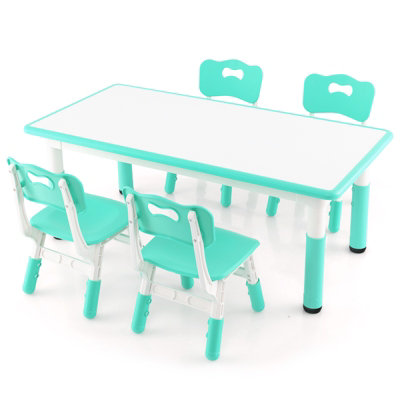 COSTWAY Kids Table and 4 Chairs Set Children Art Study Multi-Activity ...