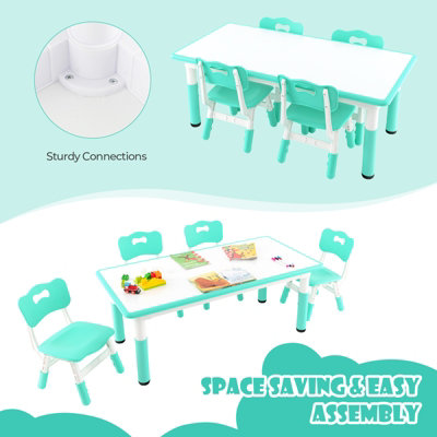 COSTWAY Kids Table and 4 Chairs Set Children Art Study Multi-Activity ...