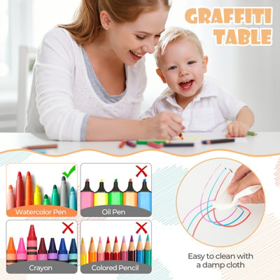 COSTWAY Kids Table and 4 Chairs Set Children Art Study Multi-Activity Table with 4 Seats - 6
