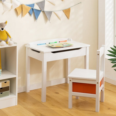 Costway Kids Table and Chair Set Children Wooden Activity Table Set w/ Drawer & Flip Top