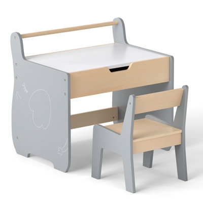 Wooden Children's Activity Desk And Chair Set COSTWAY Kids