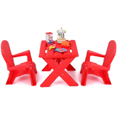 Costway Kids Table and Chairs Set Steel Children Activity Table with Adirondack Chairs DIY at B Q