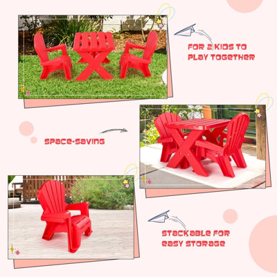 Costway Kids Table and Chairs Set Steel Children Activity Table with Adirondack Chairs DIY at B Q