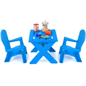 Costway Kids Table and Chairs Set Steel Children Activity Table with Adirondack Chairs