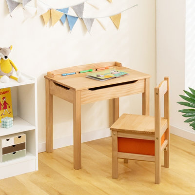 Kids Table and Chair Set Wood Activity Study Desk w/ Storage Drawer Hook