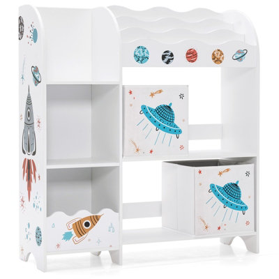 Costway Kids Toy and Book Organizer Wooden Children Storage Display Cabinet  Bookshelf